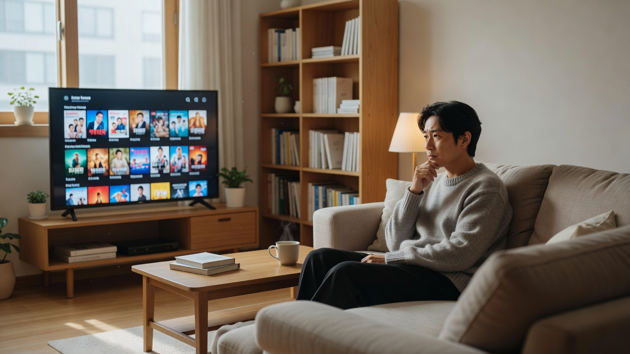오늘의 영화 추천을 위한 기본 원칙을 고민하는 모습