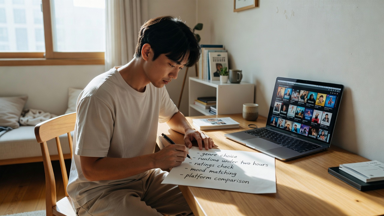오늘의 영화 추천 기준 목차를 확인하는 모습