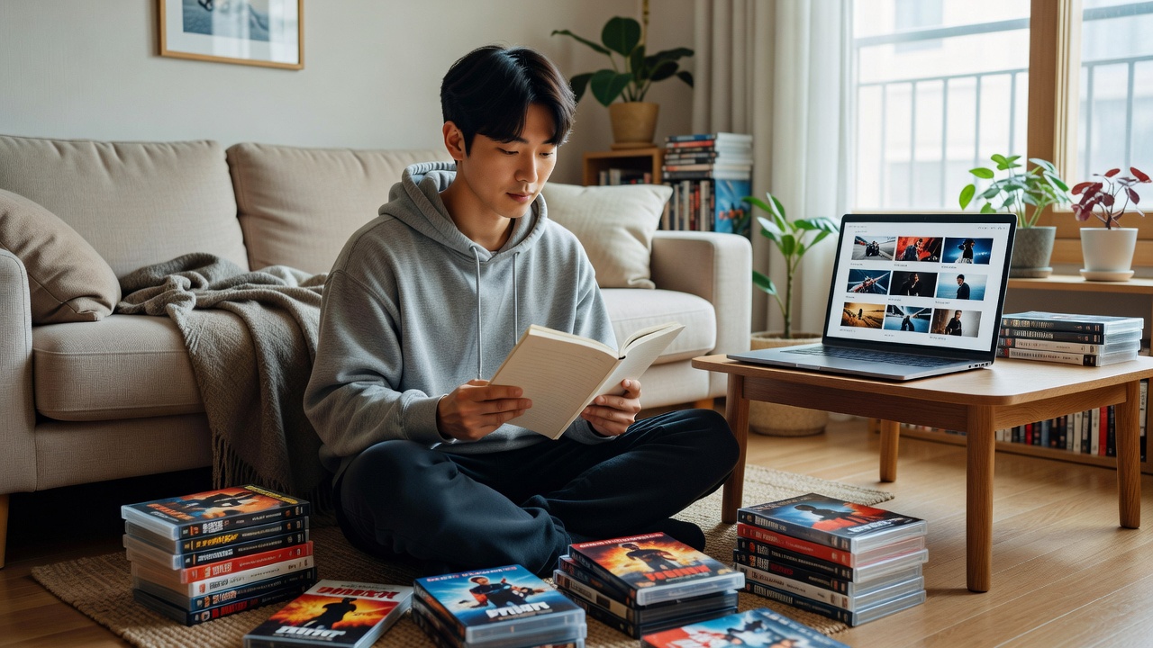 액션 영화 추천 목차를 준비하는 모습